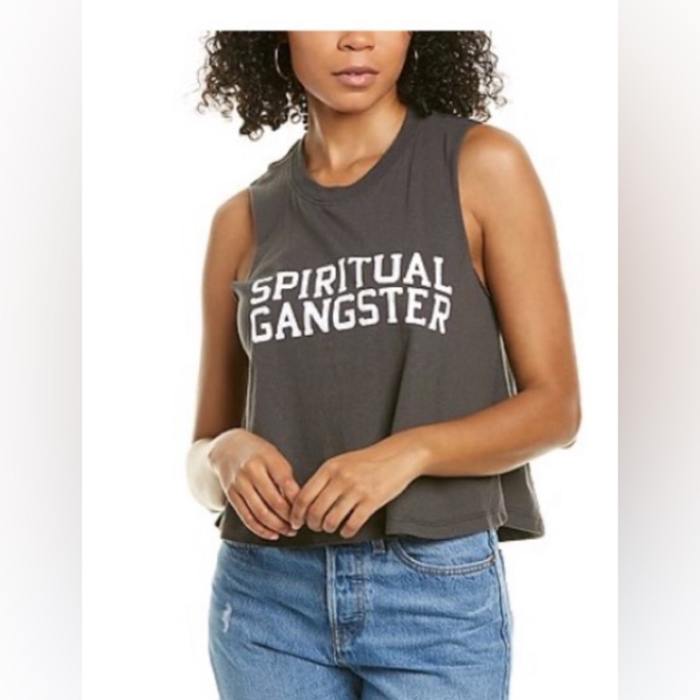 Spiritual Gangster Black crop Tank Top small